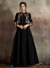Black Colour Latest Fancy Designer Festive Wear Soft Tapeta With Embroidery Work Gown Collection 1406-A
